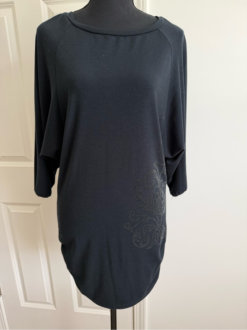 Soma Black Embellished Dolman Sleeve Lounge Dress